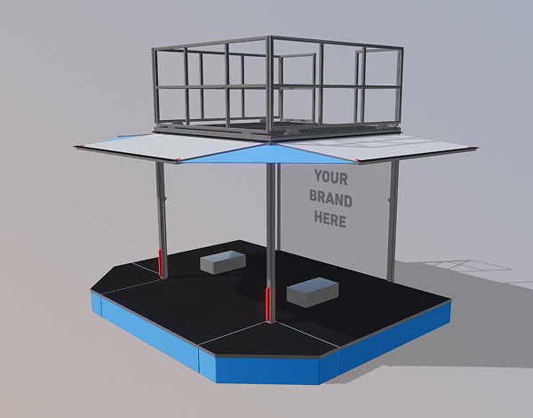 Modular tradeshow booth configurator showing different booth configurations.