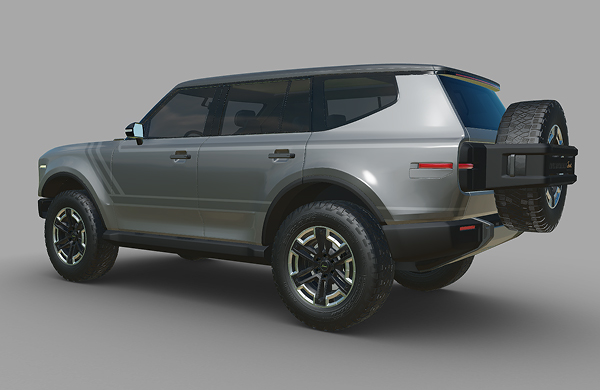Prototype vehicle configurator showing a new vehicle model with customization options.